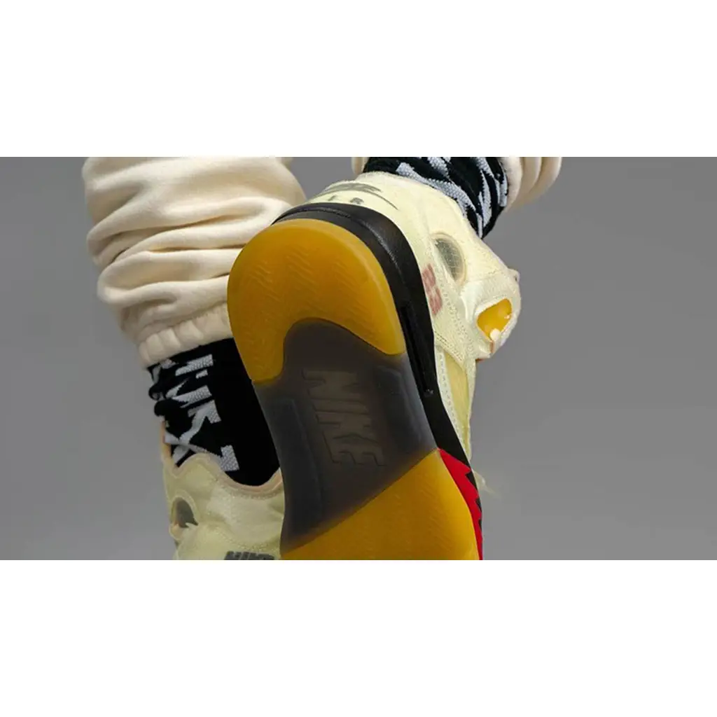 Nike Off-White X Air Jordan 5 Sail Fire Red - Image 11