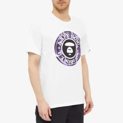 AAPE Purple Glow Camo Moon Face T-Shirt - White