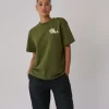 ADANOLA Active Short Sleeve Oversized T-shirt - Moss Green