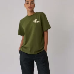 ADANOLA Active Short Sleeve Oversized T-shirt - Moss Green