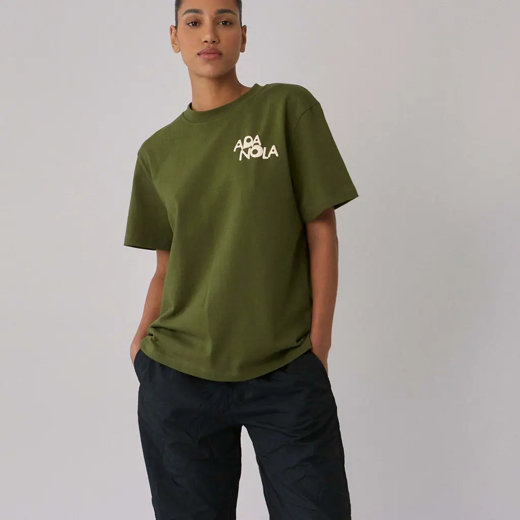 ADANOLA Active Short Sleeve Oversized T-shirt - Moss Green