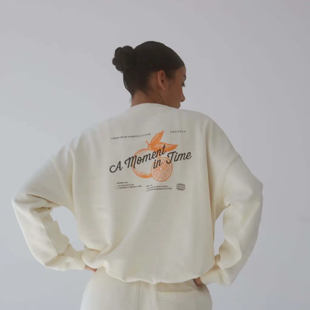 ADANOLA Back Print Oversized Sweatshirt - Marshmallow White - Image 3