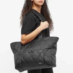 ADANOLA Circular Quilted Nylon Bag - Black