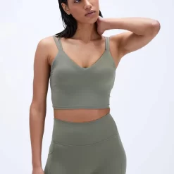 ADANOLA Double Strap V Neck Bra - Olive Green