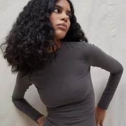 ADANOLA Long Sleeve Top - Forest Brown