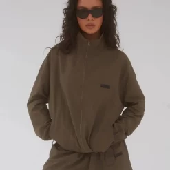 ADANOLA Nylon Track Jacket - Brown