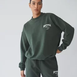 ADANOLA Oversized Sweatshirt Outdoors - Dark Olive