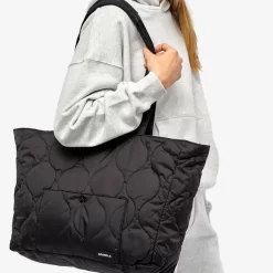ADANOLA Quilted Nylon Tote Bag - Black
