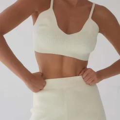 ADANOLA Rib Knit Bralette - Marshmallow White