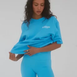 ADANOLA Short Sleeve Oversized T-shirt - Ocean Blue