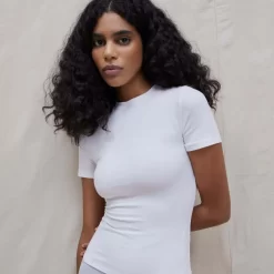 ADANOLA Short Sleeve Top - White