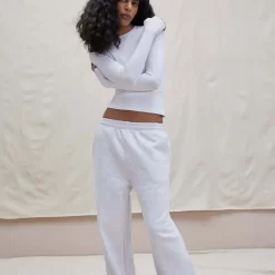 ADANOLA Straight Leg Sweatpants - Light Grey Melange