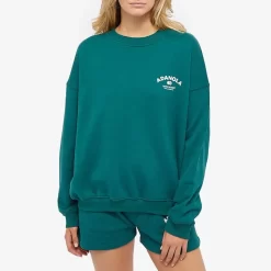 ADANOLA Tennis Collection Oversized Crew Sweat - Hunter Green