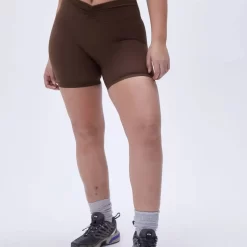 ADANOLA Ultimate Ruched Crop Shorts - Chocolate Brown