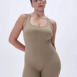 ADANOLA Ultimate Scoop Neck Sleeveless Romper - Deep Sand