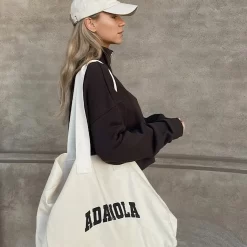 ADANOLA Varsity Tote Bag - Cream