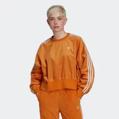 Adidas Adicolor Classics Corded Velour Oversize Sweatshirt - Focus Orange
