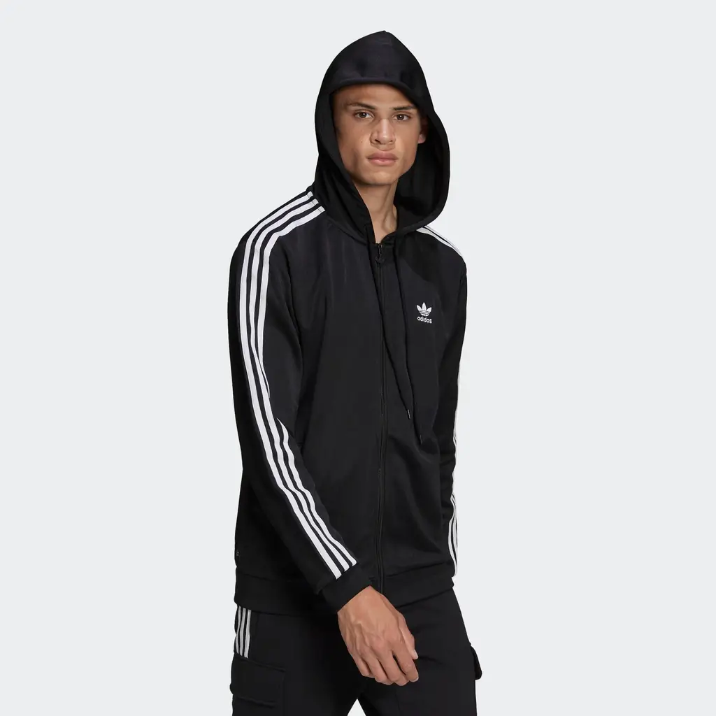 Adidas Adicolor Classics Hooded Full Zip Track Top - Black - Image 5