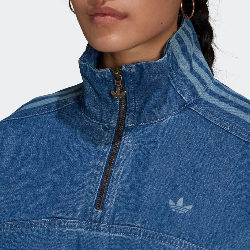 Adidas Adicolor Denim Cropped Track Top - Bahia Blue - Image 4