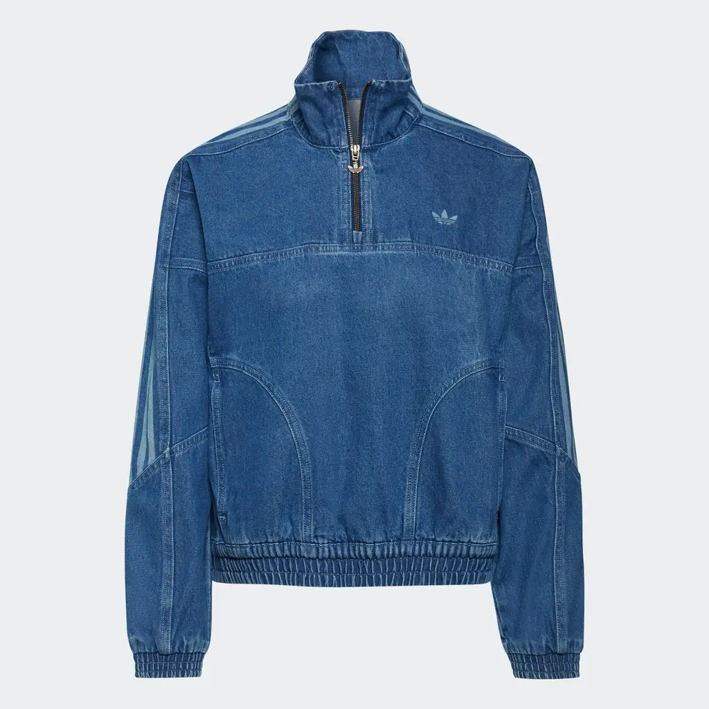 Adidas Adicolor Denim Cropped Track Top - Bahia Blue - Image 3