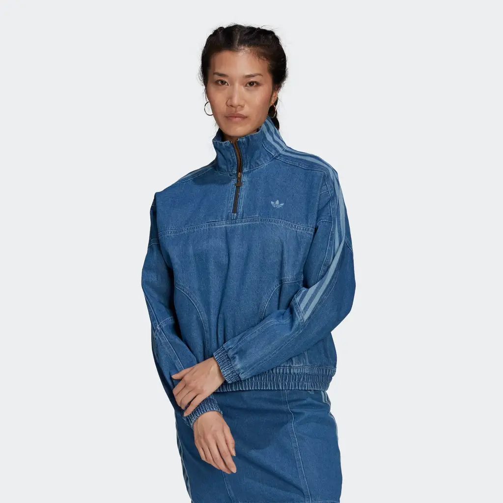 Adidas Adicolor Denim Cropped Track Top - Bahia Blue