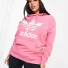 Adidas Adicolor Large Logo Hoodie (Plus Size) - Pink