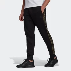 Adidas Essentials French Terry Camo Print Joggers - Black