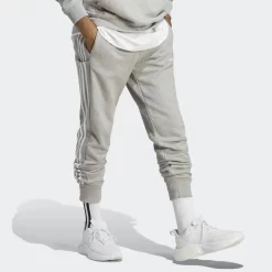 Adidas Essentials French Terry Tapered Cuff 3 Stripes Joggers - Medium Grey Heather