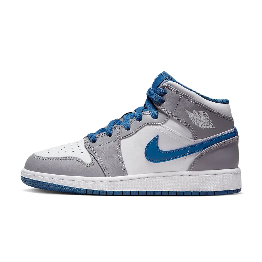 Nike Air Jordan 1 Mid GS White True Blue Grey