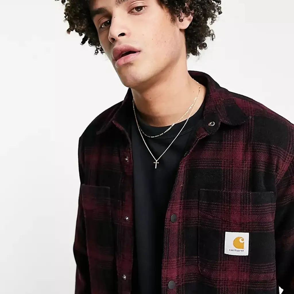 Carhartt WIP Dustin Fleece Lined Check Overshirt - Red - Image 3