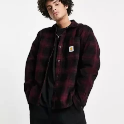 Carhartt WIP Dustin Fleece Lined Check Overshirt - Red