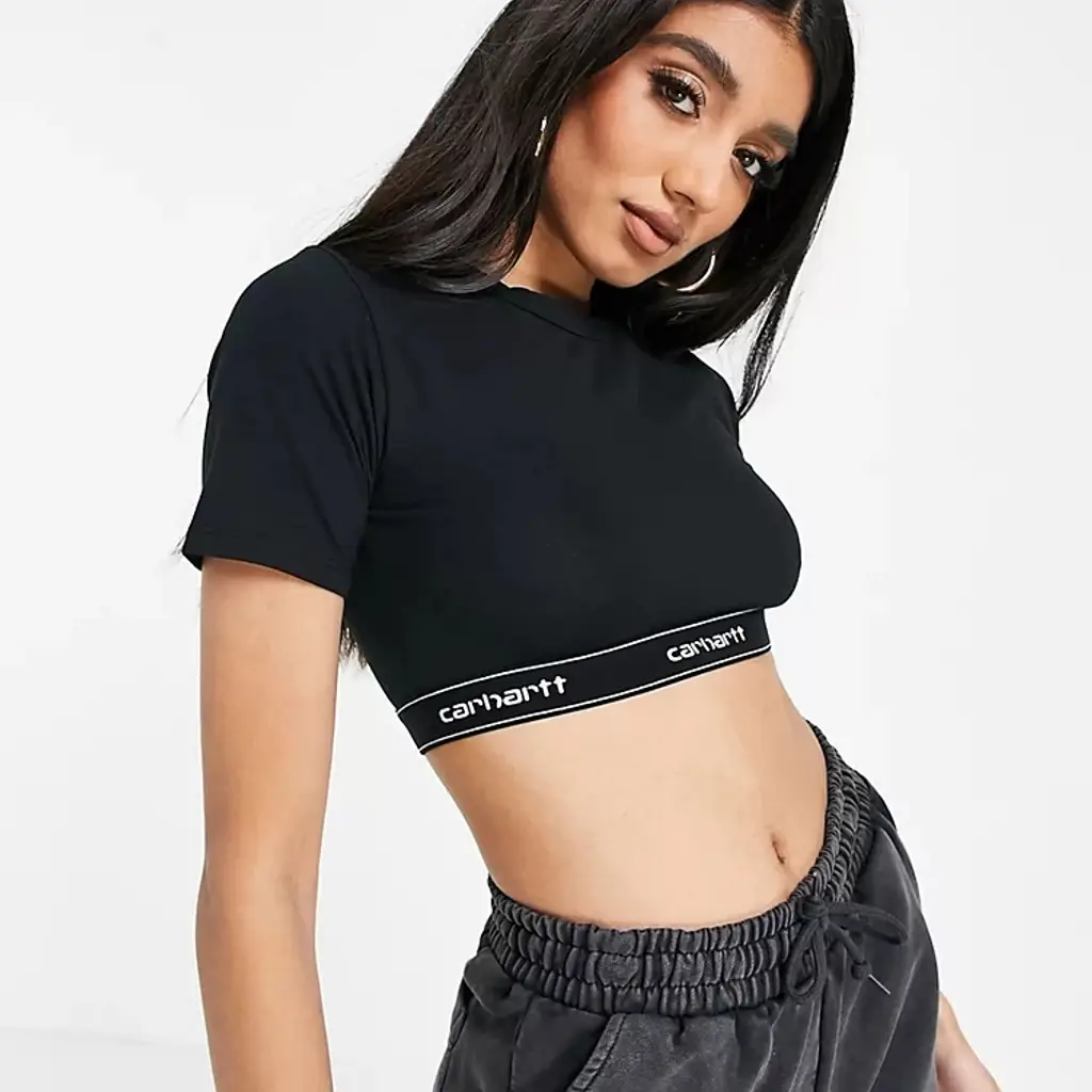 Carhartt WIP Logo Waist Crop T-Shirt - Black