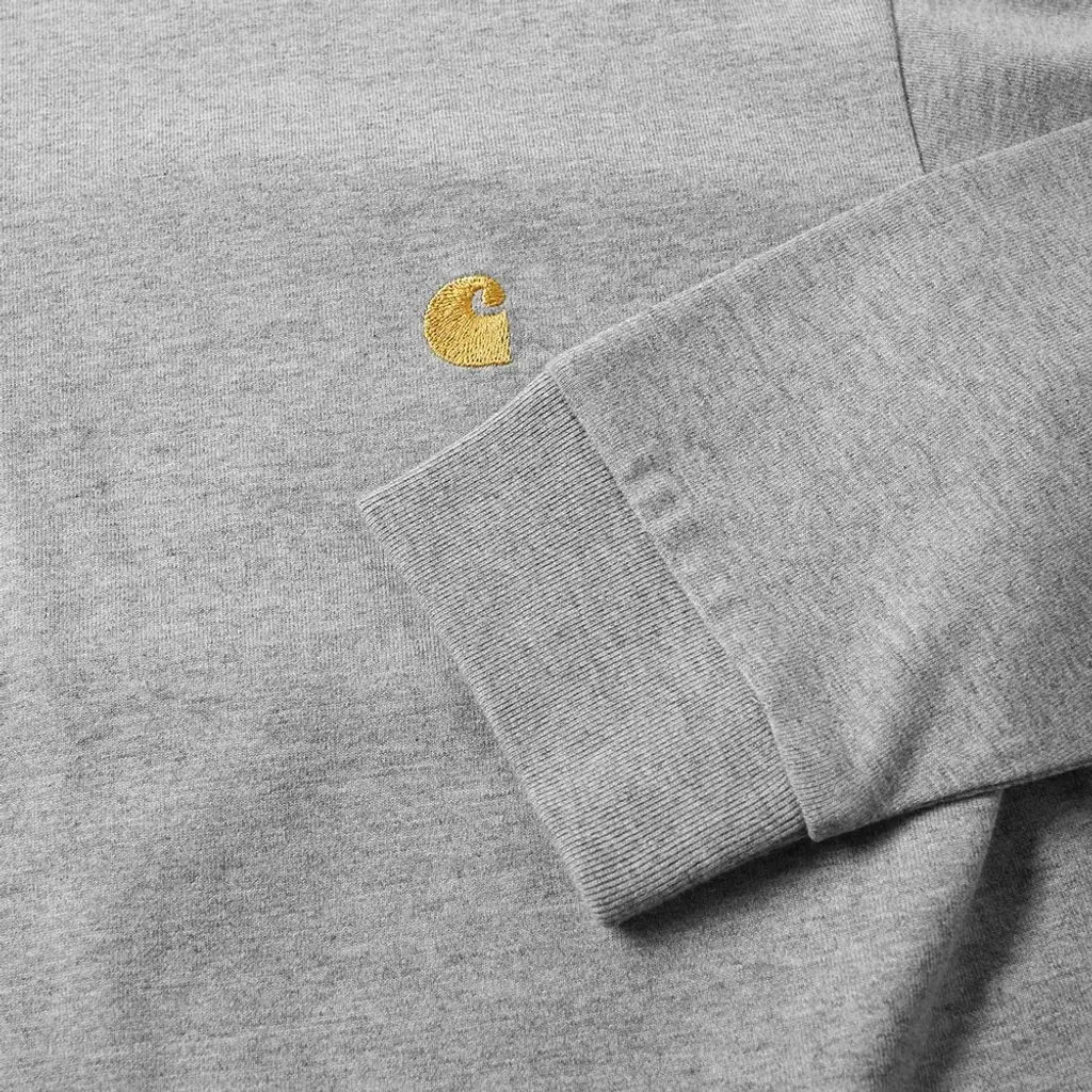 Carhartt WIP Long Sleeve Chase T-Shirt - Grey Heather - Image 4