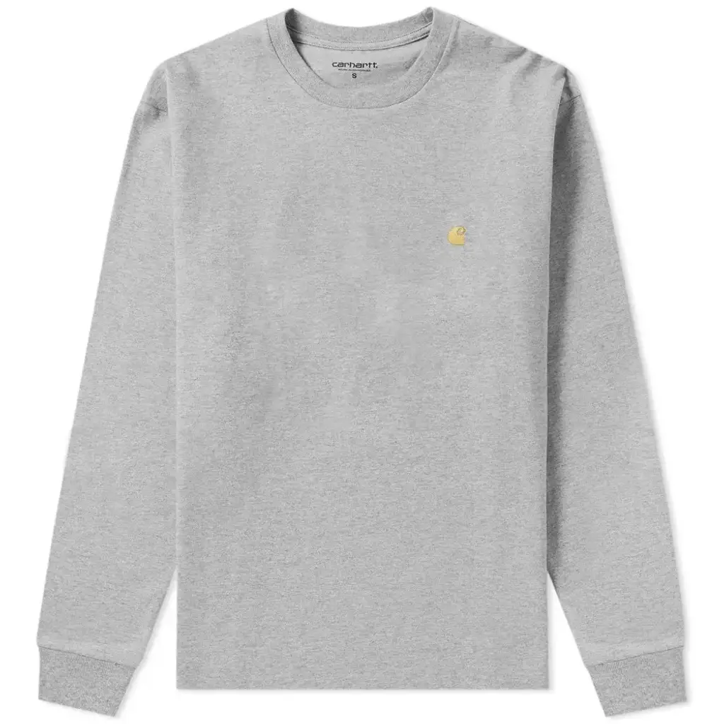 Carhartt WIP Long Sleeve Chase T-Shirt - Grey Heather - Image 3