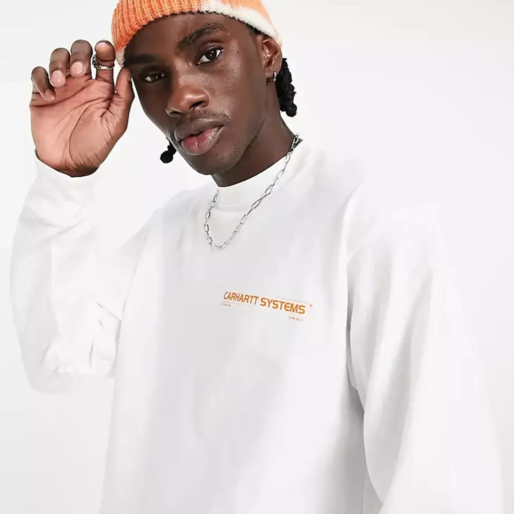 Carhartt WIP Pyramid Long Sleeve Top - White - Image 2