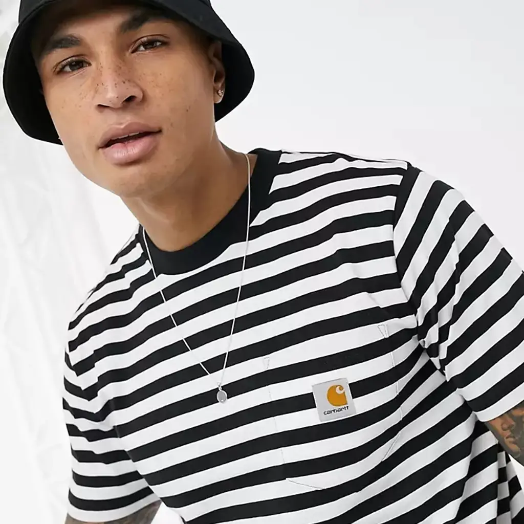 Carhartt WIP Scotty Striped Pocket T-Shirt - Black - Image 3