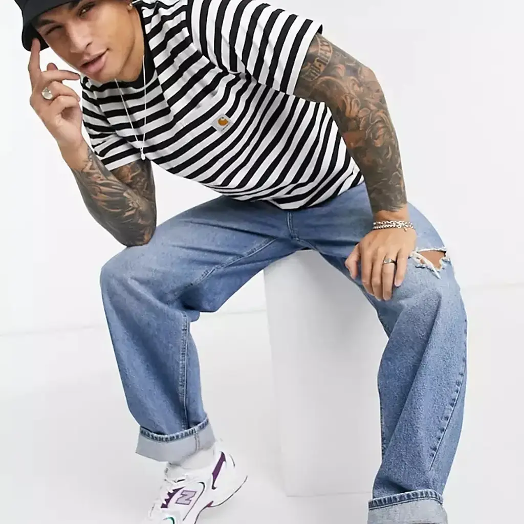 Carhartt WIP Scotty Striped Pocket T-Shirt - Black - Image 4