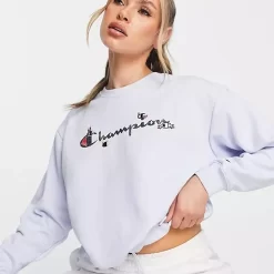 Champion Cropped Jumper - Washed Blue