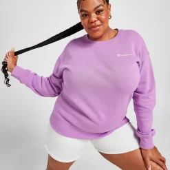 Champion Logo Crew Sweatshirt (Plus Size) - Purple