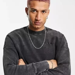 Champion Reverse Weave Acid Wash Sweatshirt - Black