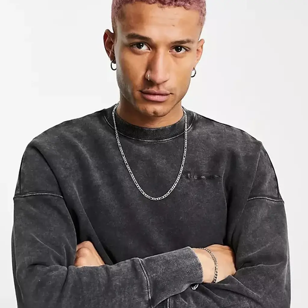 Champion Reverse Weave Acid Wash Sweatshirt - Black