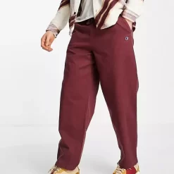 Champion Reverse Weave Regular Fit Logo Joggers - Burgundy
