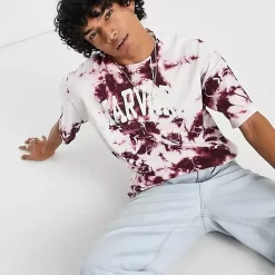 Champion Reverse Weave Tie Dye Collegiate T-Shirt - Burgundy