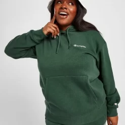 Champion Small Logo Hoodie (Plus Size) - Forest Green