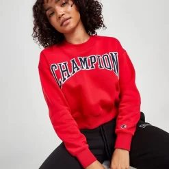 Champion Varsity Crop Crew Sweatshirt - Red