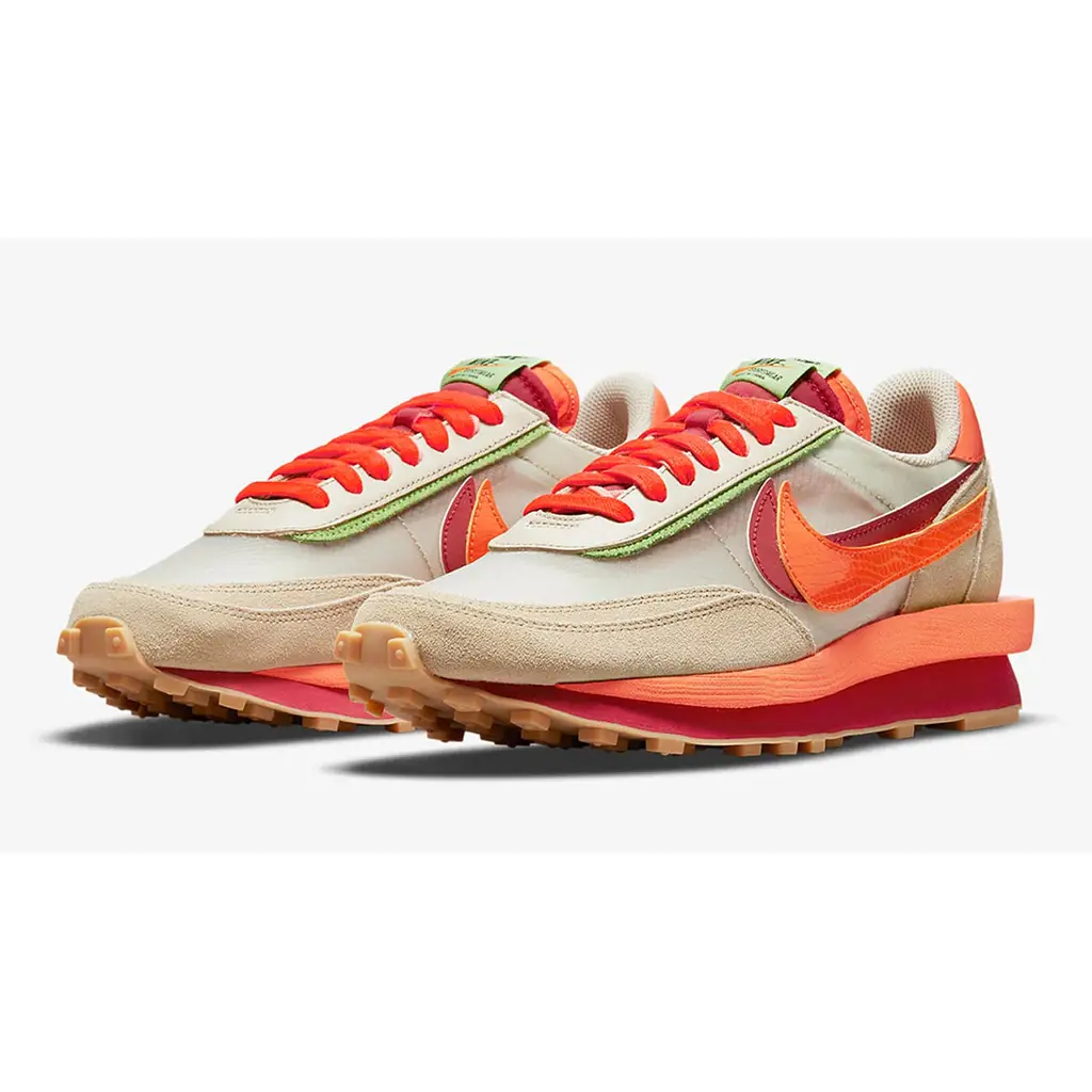 CLOT X Sacai X Nike LDWaffle Net Orange Blaze - Image 2