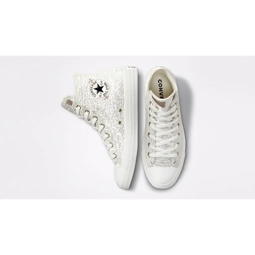 Converse Chuck Taylor Metallic Shimmer Hi White Silver - Image 4