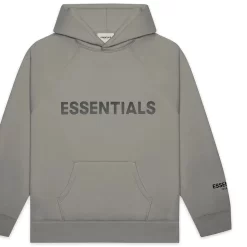 Fear Of God ESSENTIALS 3D Silicon Applique Pullover Hoodie - Cement