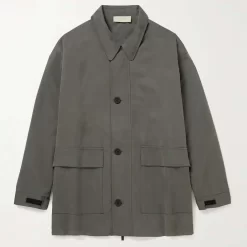 Fear Of God ESSENTIALS Barn Oversized Logo-Appliqued Cotton-Blend Twill Field Jacket - Charcoal