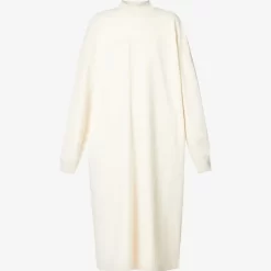Fear Of God ESSENTIALS Brand-Appliqué Cotton-Jersey Midi Dress - Egg Shell